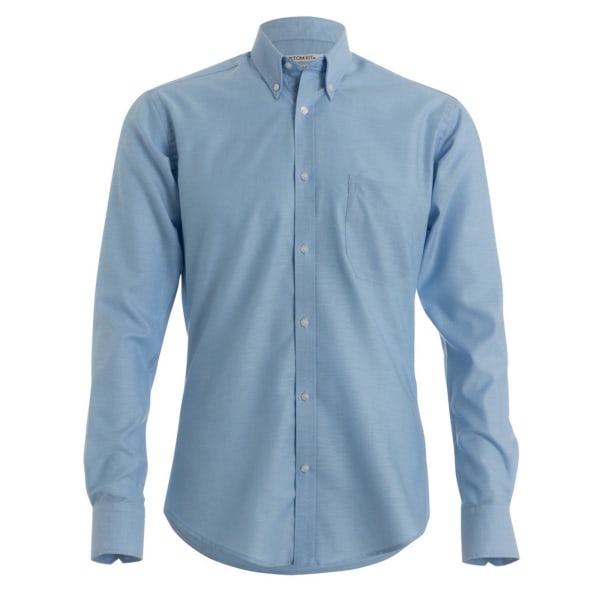 Kustom Kit Herr Långärmad Oxford Twill Skjorta 14,5 Ljusblå Light Blue 14.5