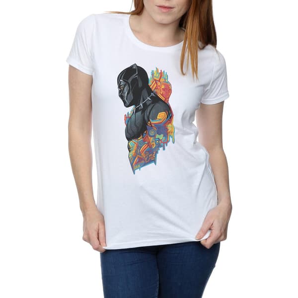 Marvel Dam Svart Panter Profil Bomulls T-Shirt M Vit White M