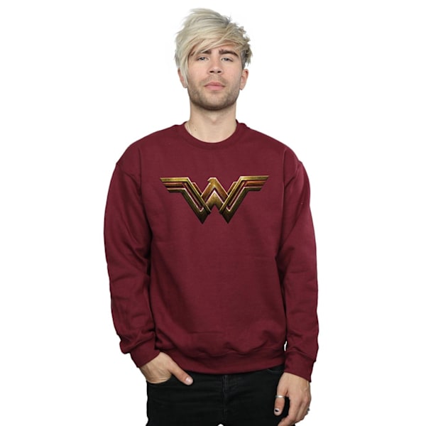 DC Comics Justice League Movie Wonder Woman Emblem Sweatshirt Burgundy M