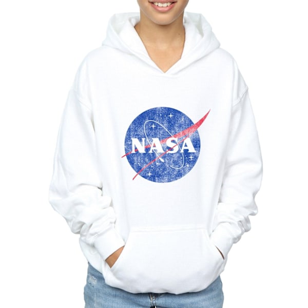 NASA Boys Classic Insignia Logo Distressed Hoodie 9-11 år Vit White 9-11 Years