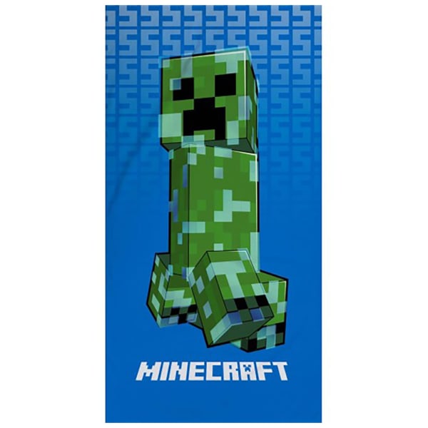 Minecraft Creeper Velour Strandhandduk 140cm x 70cm Grön/Blå Green/Blue 140cm x 70cm