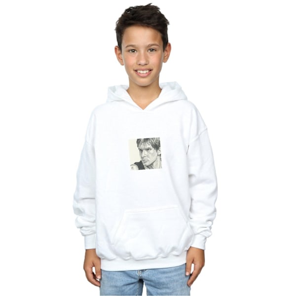 Star Wars Boys Han Solo Drawing Hoodie 9-11 år Vit White 9-11 Years