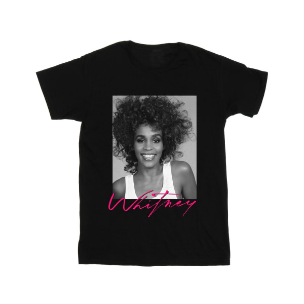 Whitney Houston Girls Smile Photograph Bomull T-Shirt 5-6 År Black 5-6 Years