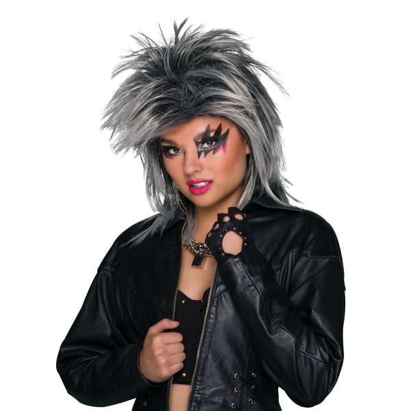 Köp Bristol Novelty Womens / Ladies Foxy Rocker Wig One Size Silver / Bl  Silver/Black One Size | Fyndiq