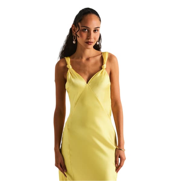 Never Fully Dressed Dam/Dam Satin Maxiklänning 12 UK Citron Lemon 12 UK