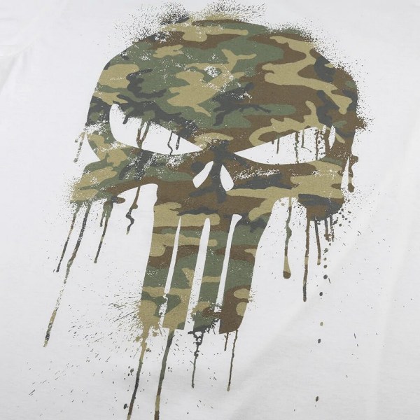 The Punisher Herr Camo Logo T-Shirt S Vit/Grön White/Green S