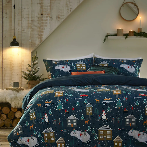 Furn Pine Vinter Dubbel Täcke Set Marinblå Navy Double