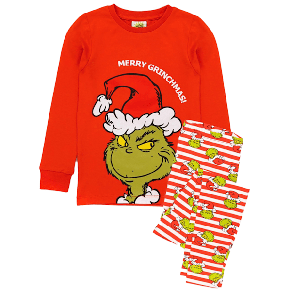 The Grinch Barn/Barn Langbenet Langærmet Julepyjamas Red/White 9-10 Years