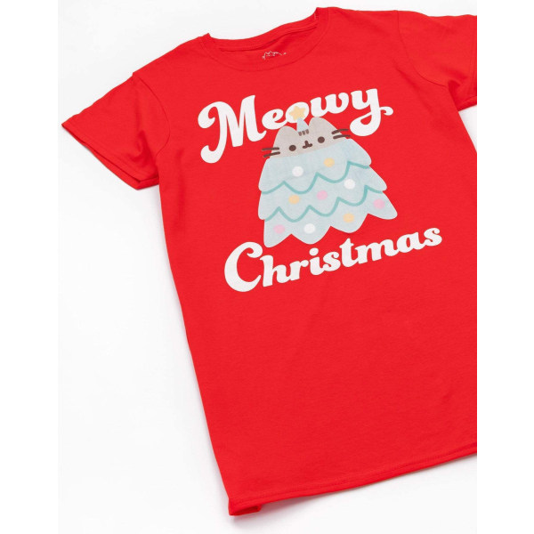 Pusheen Dam/Dam Meowy Christmas T-Shirt XL Röd Red XL