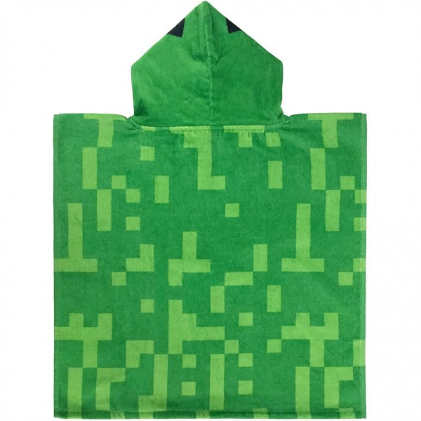 Minecraft poncho med huva för barn/barn i en one size grön Green One Size