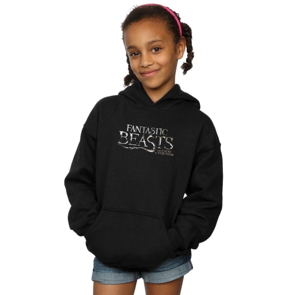 Fantastic Beasts Girls Text Logo Hoodie 9-11 år Svart Black 9-11 Years