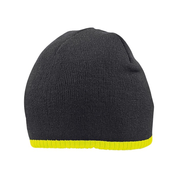 Beechfield Tvåfärgad Pull-On Beanie En Storlek Svart/Fluorescerande Gul Black/Fluorescent Yellow One Size