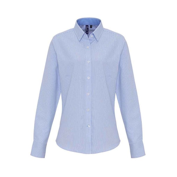 Premier Dam/Dam Stribed Oxford Långärmad formell skjorta White/Oxford Blue XXL