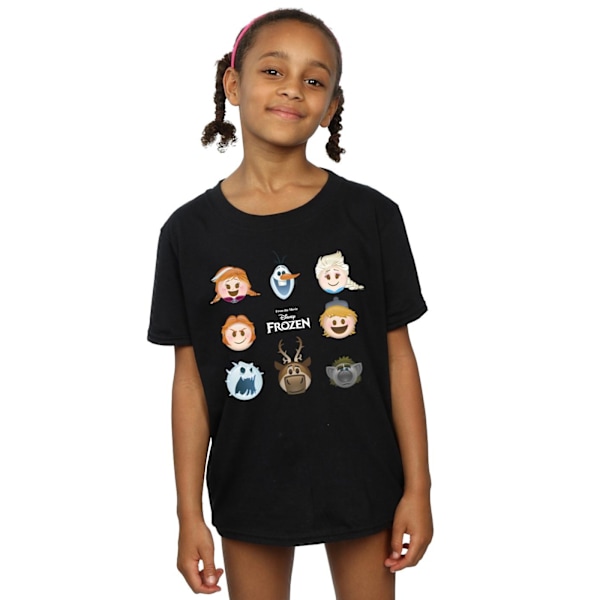 Frozen T-shirt i bomull med flickhuvuden, 7-8 år, svart Black 7-8 Years