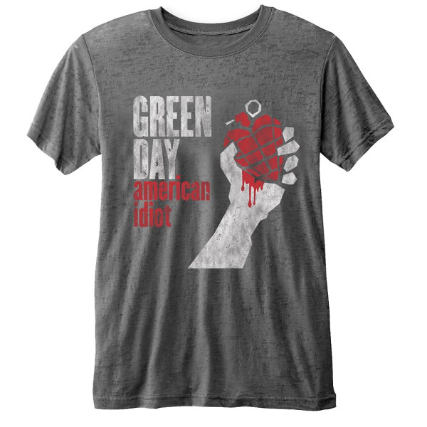 Green Day Unisex Vuxen American Idiot Burnout T-shirt L Charcoa Charcoal Grey L