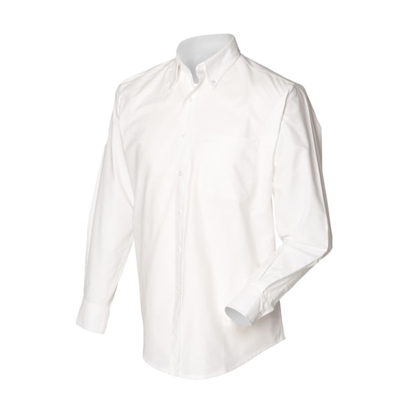 Henbury Herr Långärmad Klassisk Oxford Arbetsskjorta 4XL Vit White 4XL