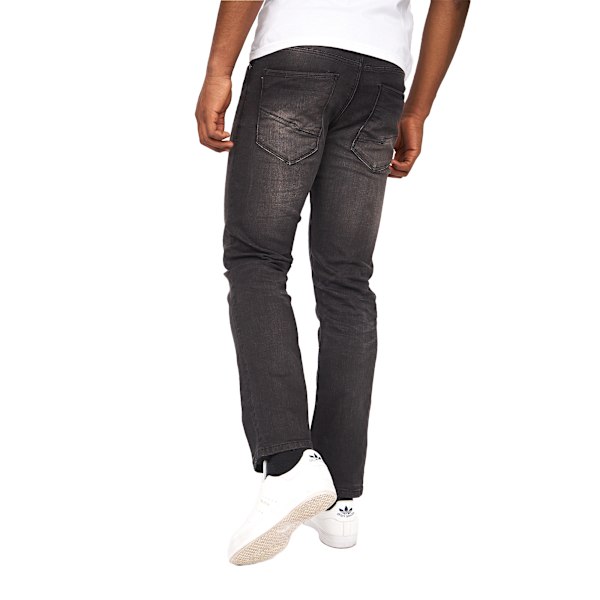 Crosshatch Cadman Straight Jeans 30R Svart Tvättad, Herr Black Wash 30R