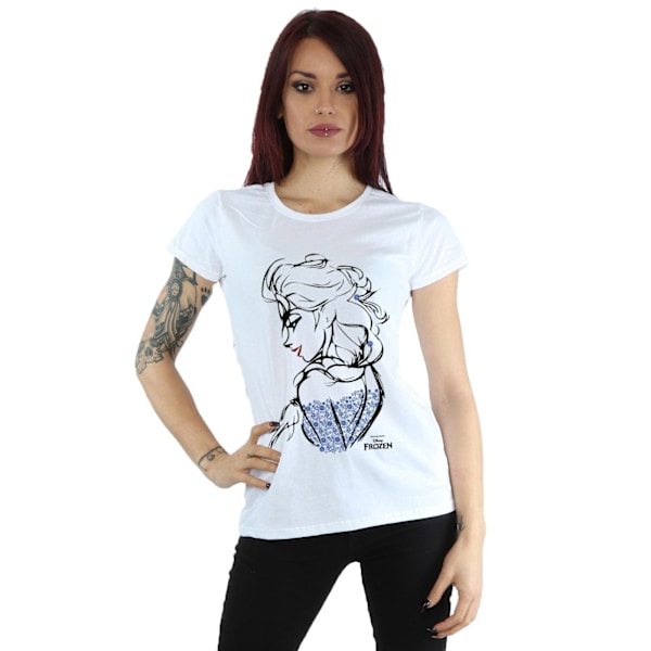 Disney Dam/Kvinnor Frozen Elsa Sketch Mono Bomull T-shirt XXL White XXL