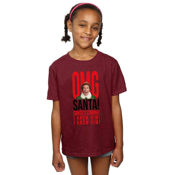 Elf Girls OMG Santa I Know Him Bomull T-shirt 12-13 år Bourgogne Burgundy 12-13 Years