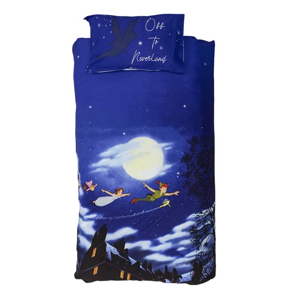 Peter Pan Vändbart Påslakanset Enkelt Blå/Svart/Vit Blue/Black/White Single