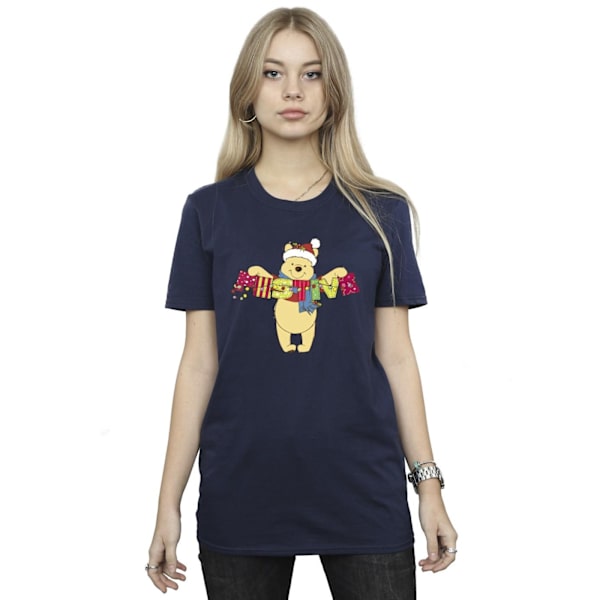 Disney Dam/Damer Winnie The Pooh Festlig Bomull Boyfriend T-shirt Navy Blue XL