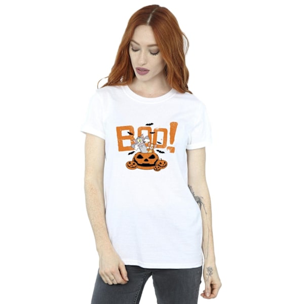 Tom & Jerry Dam/Damer Halloween Boo! Bomull Boyfriend T-shirt White XL