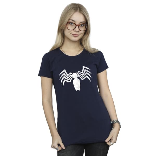 Marvel Dam/Dam Venom Spider Logotyp Emblem Bomulls T-Shirt S Navy Blue S