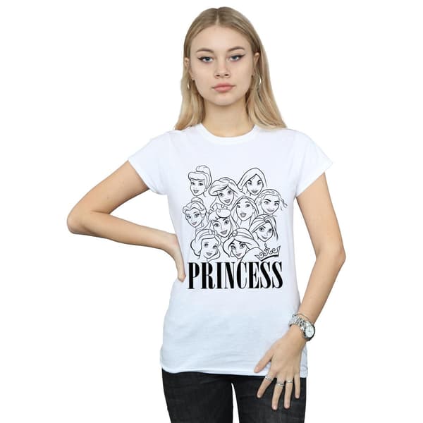 Disney Dam/Dam Princess Multi Faces T-shirt i bomull S Vit White S