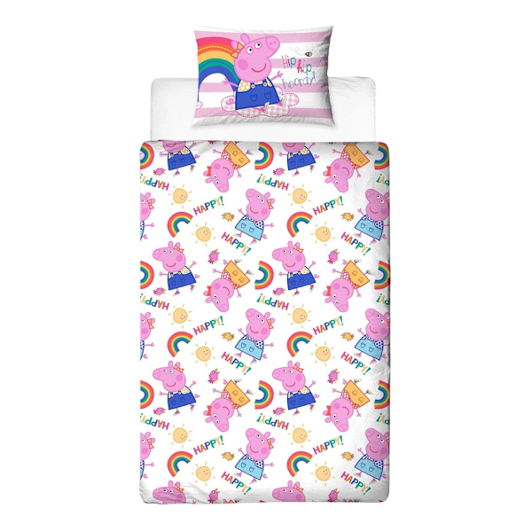 Greta Gris Jag är så glad vändbart påslakanset enkel Multico Multicoloured Single
