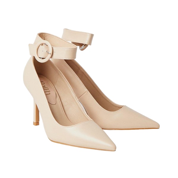 Faith Dam/Kvinnor Chantelle Ankelrem Stiletto Klack Court S Beige 8 UK