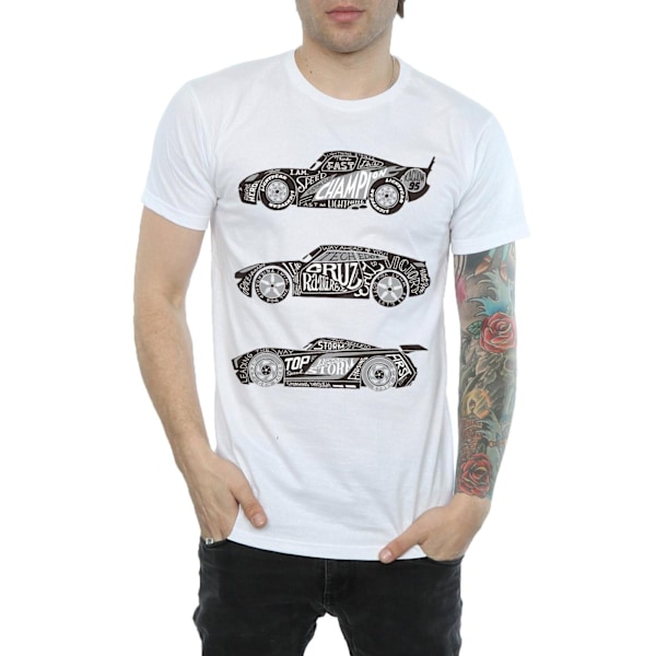 Disney Cars Text Racers T-shirt för män, 3XL, vit White 3XL