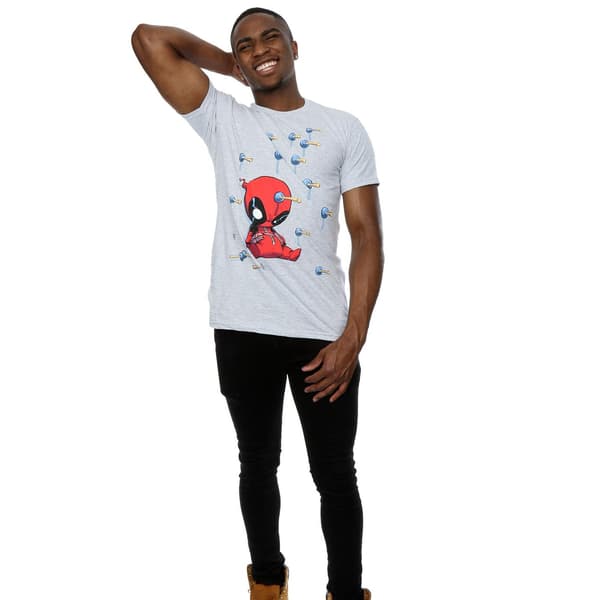 Marvel Herr Deadpool Tecknad Knockout T-Shirt S Ljusgrå Heather Grey S