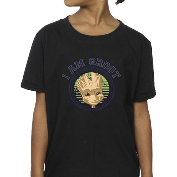 Guardians Of The Galaxy Girls Groot Varsity Bomull T-shirt 9-11 Black 9-11 Years