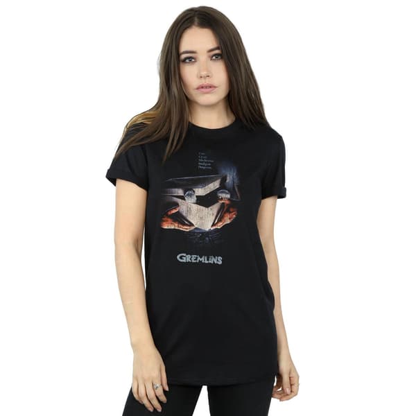 Gremlins Dam/Dam Gizmo Distressed Poster Bomull Boyfriend Black L