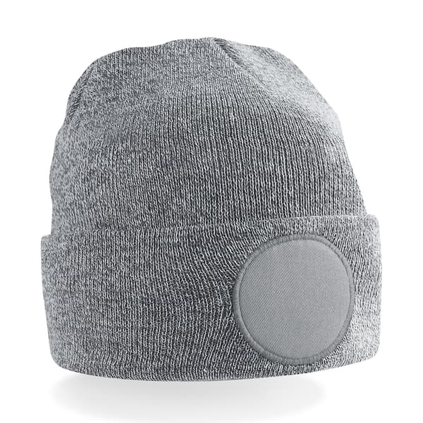 Beechfield Unisex Rund Stickad Mössa med Patch och Vikbar Kant, One Size Vit White One Size