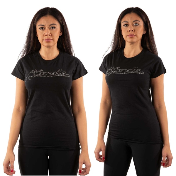 Blondie Dam/Ladies Diamante Logo T-Shirt S Svart Black S