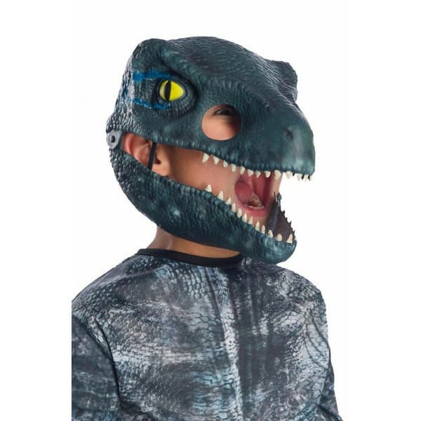 Jurassic World Velociraptor Mask med rörlig käke, One Size, Blå Blue One Size