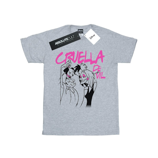 Disney Dam/Damer Cruella De Vil Krage Bomull Pojkvän T-shirt Sports Grey 3XL