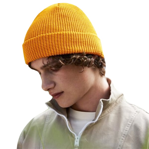 Beechfield Waffle Ekologisk Bomulls Mössa One Size Senapsgul Mustard Yellow One Size