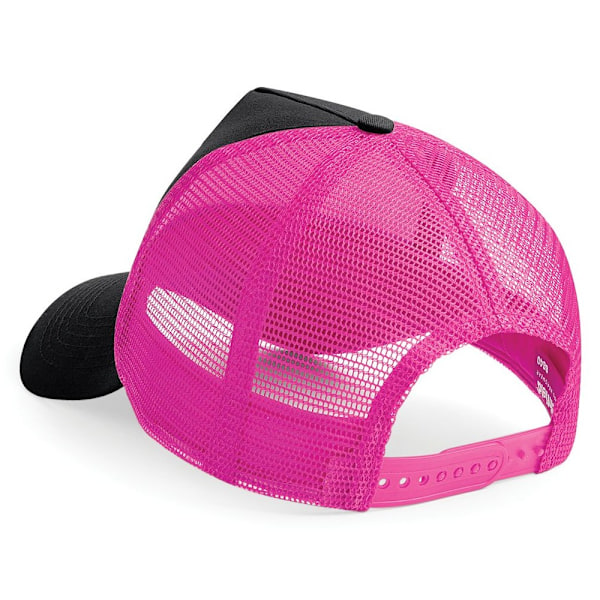 Beechfield Herr Halv Mesh Trucker Cap / Headwear (2-pack) På Black/Fuchsia One Size