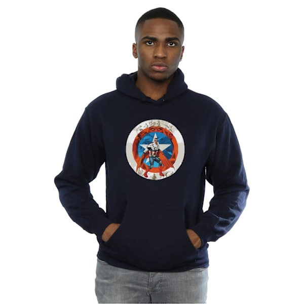 Marvel Herr Captain America Sam Wilson Shield Hoodie 5XL Marinblå B Navy Blue 5XL