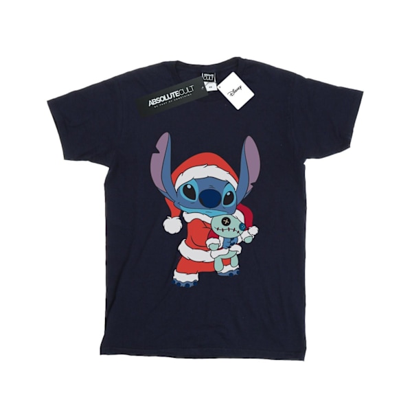 Disney Dam/Kvinnor Lilo Och Stitch Stitch Jul Bomull Boyfriend T-Shirt Navy Blue 3XL