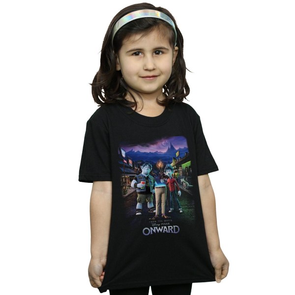 Disney Girls Onward Character Poster T-shirt bomull 3-4 år B Black 3-4 Years