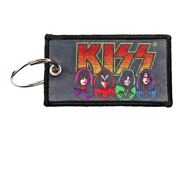 Kiss Faces Dubbelsidig Patch Nyckelring En Storlek Flerfärgad Multicoloured One Size