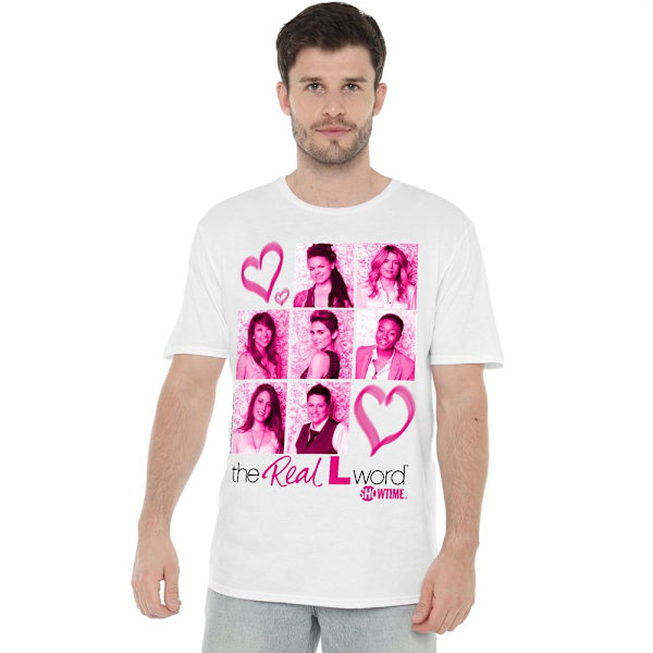 The Real L Word Herr T-Shirt med Hjärtan Strl M Vit White M