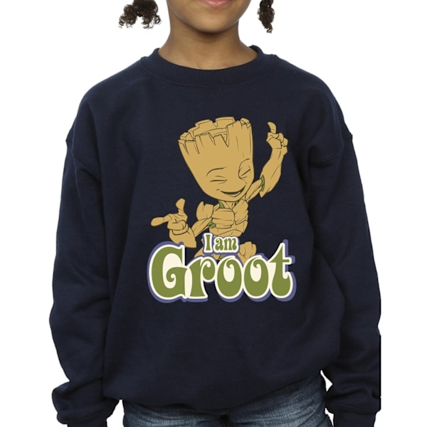 Guardians Of The Galaxy Girls Groot Dancing Sweatshirt 7-8 År Navy Blue 7-8 Years