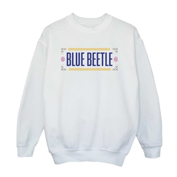 Blue Beetle Pojkar Mönstrad Logotyp Tröja 7-8 År Vit White 7-8 Years
