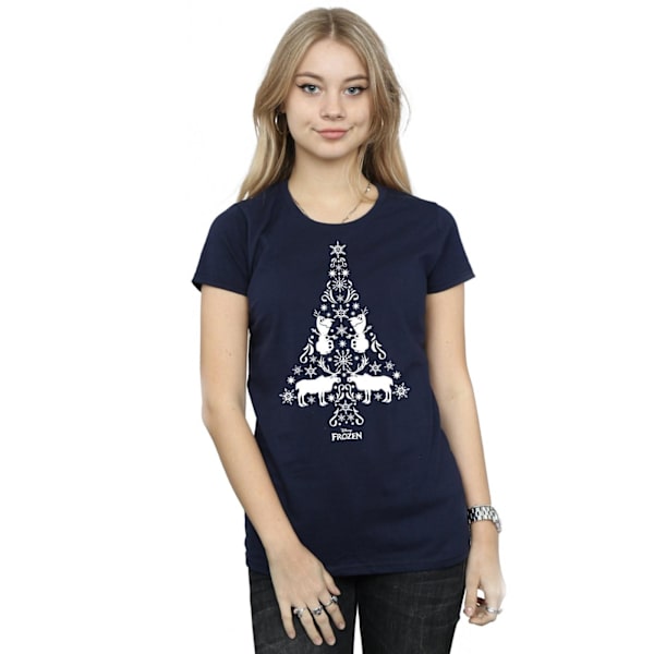 Disney Dam/Kvinnor Frozen Julgran Bomull T-shirt S Marinblå Navy Blue S