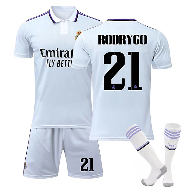 Real Madrid Hem RODRYGO Storlek 21 Fotboll Jersey Kit 18