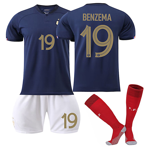 Frankrike 22-23 Hem Jersey BENZEMA Nr 19 Fotbollströja kit M